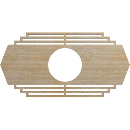 Ekena Millwork Chrysler Wood Fretwork Pierced Ceiling Medallion, Birch, 16"W x 8"H x 4 1/4"ID x 1/4"T CMWP16X08X0250CSBI